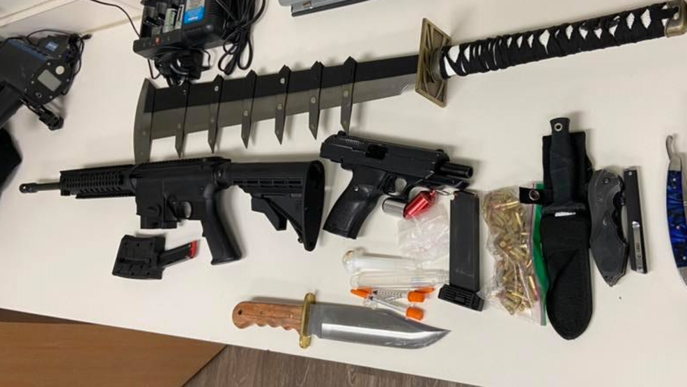 Several illegal weapons confiscated during traffic stop in Clinton