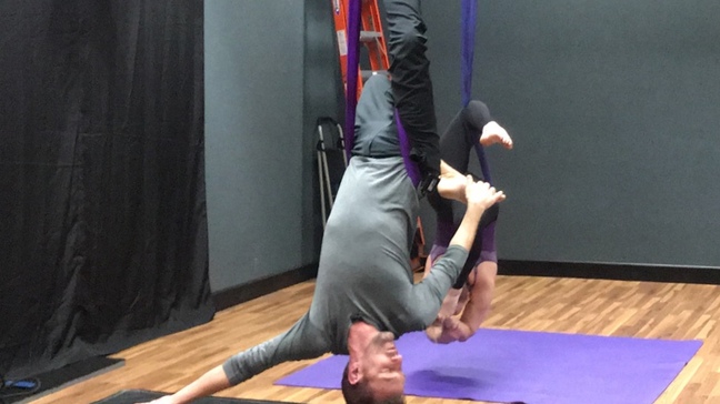 Aerial slings and bungee fitness at Monarca in Flight  