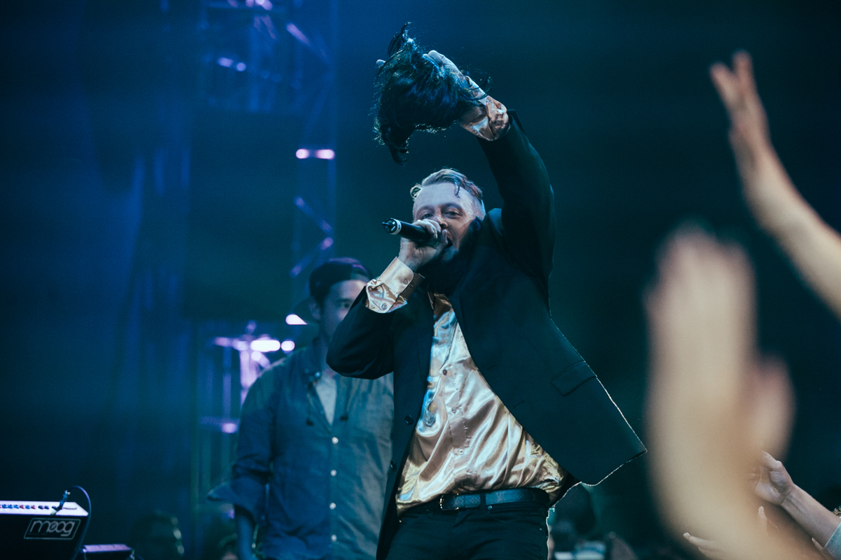 Macklemore and Ryan Lewis made a special appearance at EMP’s Vivid event for the new exhibition Spectacle. The new exhibit is all about music videos so in the spirit Macklemore and Ryan Lewis performed their award winning Thrift Shop and Can’t Hold Us to a screaming crowd. May 16th 2014. (Joshua Lewis / Seattle Refined)