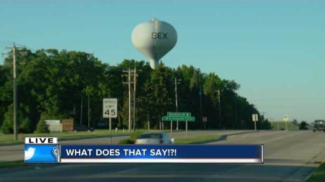 Painting break results in town greeting visitors with 'sex'