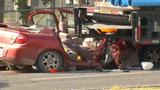 Man killed when small car slams into flatbed truck